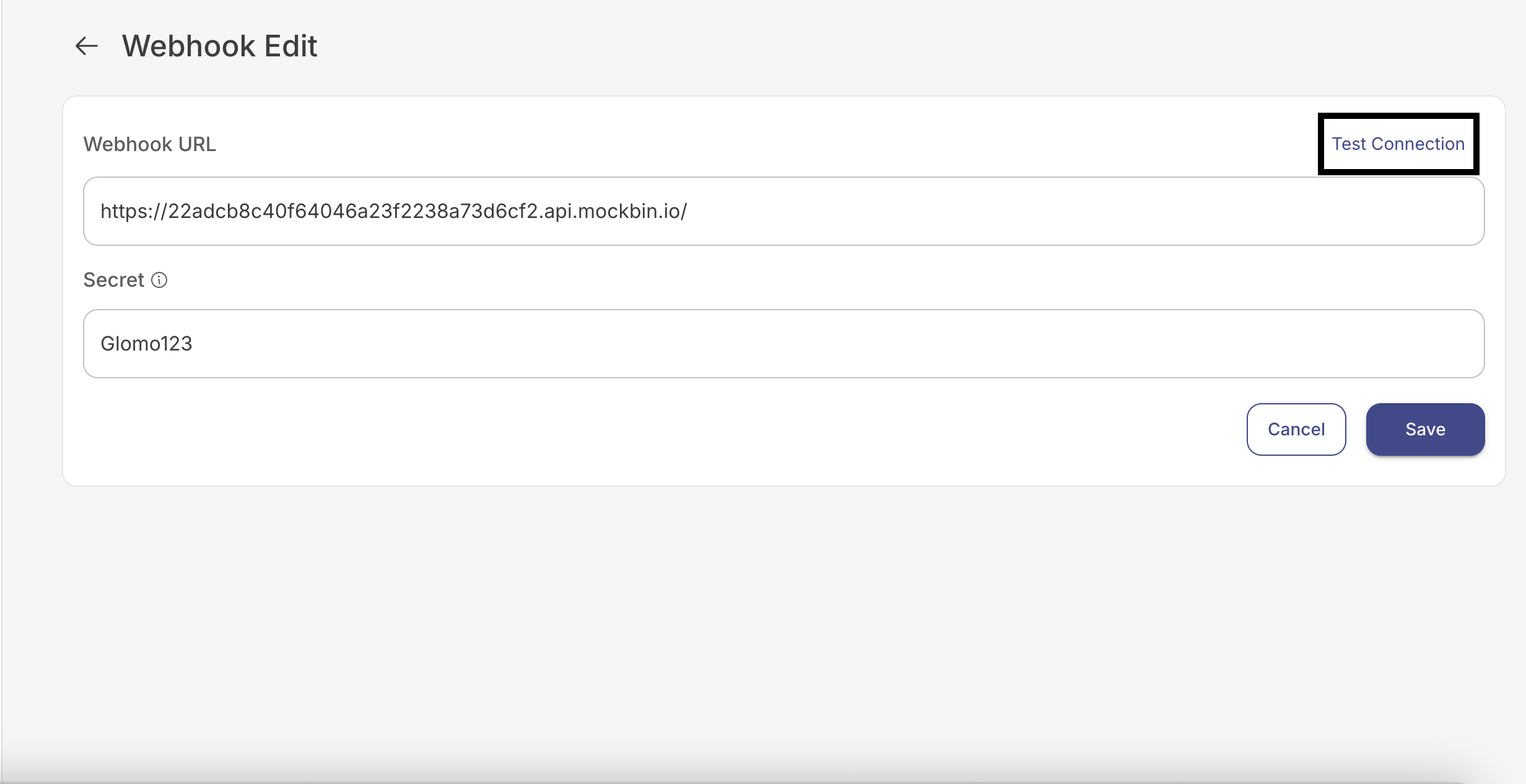 Webhook Test Connection
